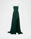 Atelier Prabal Gurung Millicent Woven Spaghetti Strap Gown In Green
