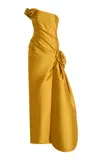 Atelier Prabal Gurung Montgomery Floral Embroidered Gown In Gold