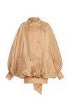 Atelier Prabal Gurung Oversized Satin-faced Organza Coat In Brown