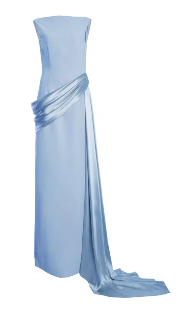 Atelier Prabal Gurung Satin-crepe Sheath Gown In Blue
