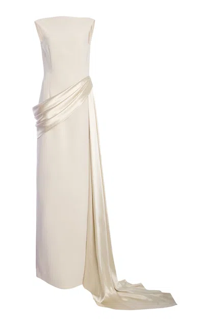 Atelier Prabal Gurung Satin-crepe Sheath Gown In Neutral