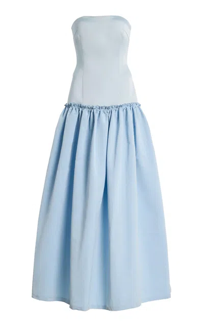 Atelier Prabal Gurung Satin-faille Maxi Dress In Blue