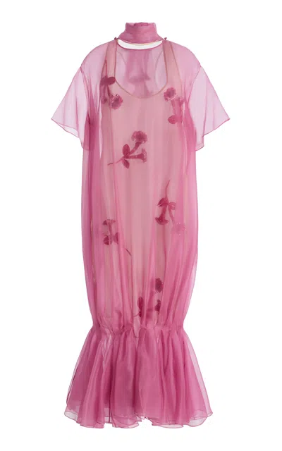 Atelier Prabal Gurung Sequined Silk-organza Midi Dress In Pink