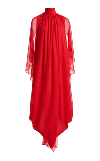 Atelier Prabal Gurung Silk Chiffon Draped Dhoti Dress In Red