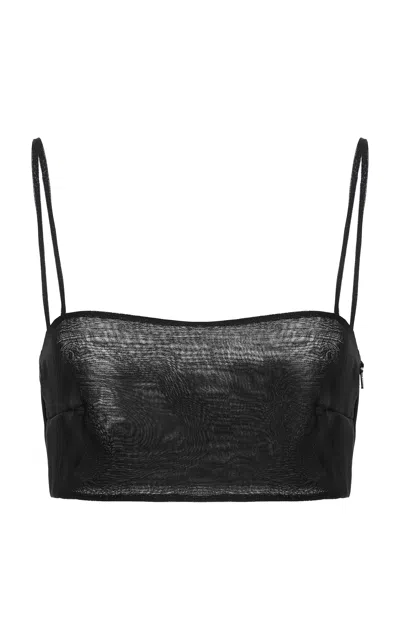 Atelier Prabal Gurung Silk Organza Choli Top In Black