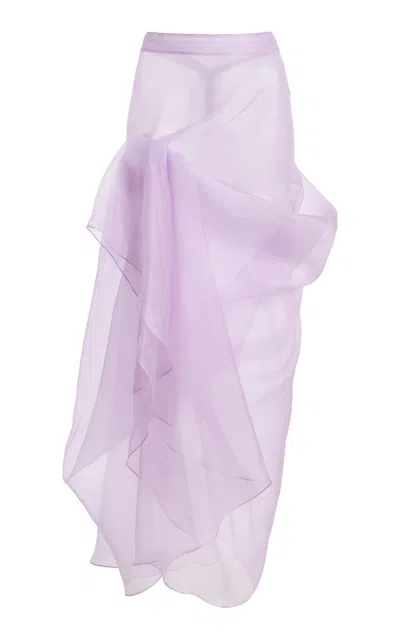 Atelier Prabal Gurung Silk Organza Hand-draped Knotted Sari Skirt In Purple