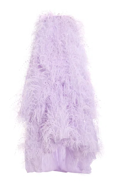 Atelier Prabal Gurung Silk Satin-faced Organza Strapless Cocoon Dress In Purple