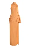 Atelier Prabal Gurung Strapless Moire Gown In Orange