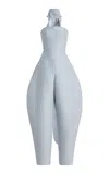Atelier Prabal Gurung Strapless Silk-wool Jumpsuit In Blue