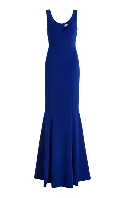 Atelier Prabal Gurung Stretch Crepe Fishtail Gown In Blue