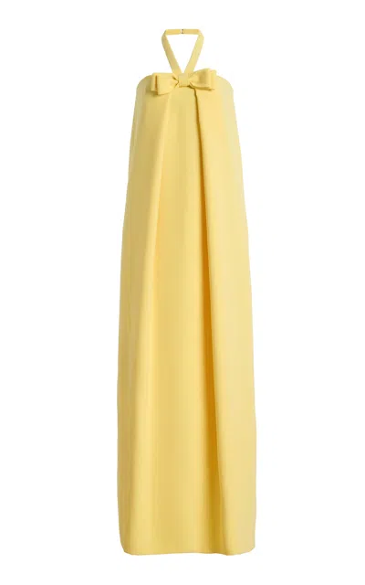 Atelier Prabal Gurung Stretch Crepe Halter Gown In Yellow