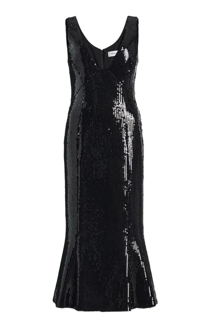 Atelier Prabal Gurung Stretch Sequined Midi Dress In Black