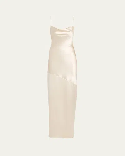 Atelier Prabal Gurung Thin Strap Cowl-neck Silk Gown In White