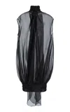 Atelier Prabal Gurung Tie-neck Silk-organza Mini Dress In Black