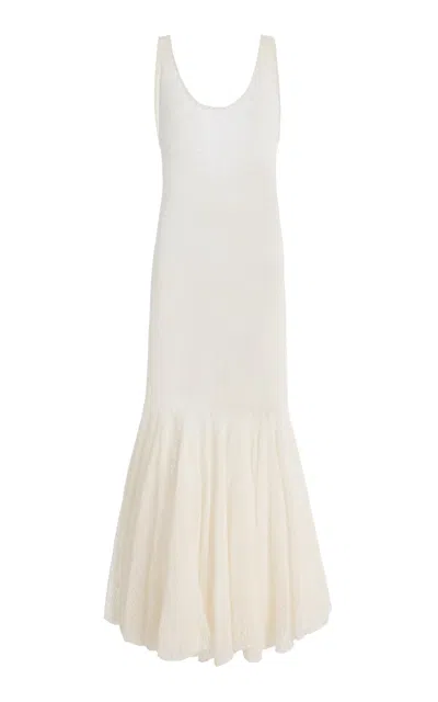 Atelier Prabal Gurung Trumpet-hem Superfine Alpaca-blend Midi Dress In White