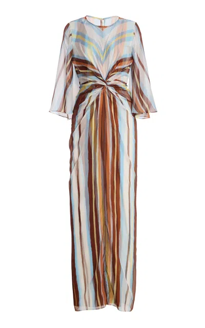 Atelier Prabal Gurung Twisted Chiffon Maxi Dress In Multi