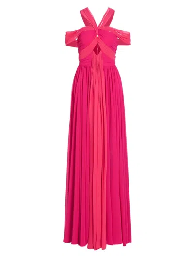 Atelier Prabal Gurung Women's Lucy Chiffon Keyhole Off-the-shoulder Gown In Pink