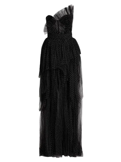 Atelier Prabal Gurung Women's Marion Polka Dot Tulle Gown In Black