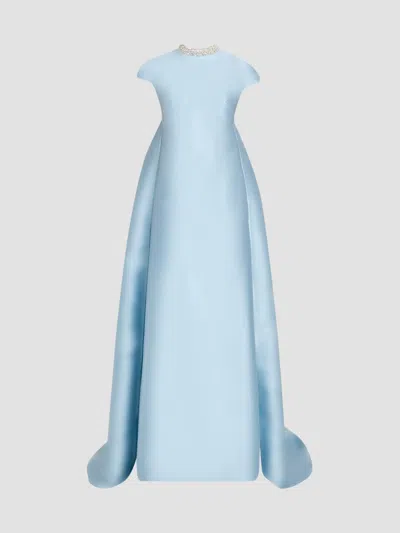 Atelier Prabal Gurung Women's Naomi Crystal-embellished Button Back Gown In Light Blue