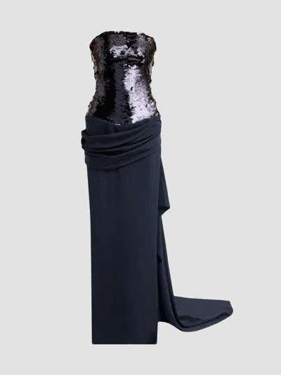 Atelier Prabal Gurung Women's Strapless Sequin & Draped Crepe Gown In Blue