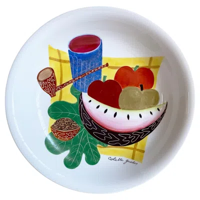 Pre-owned Atelier Primavera Au Printemps Primavera Bowl By Colette Gueden -- French Hand-painted Still Life In Gray
