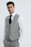 Atelier Grey Melange Wool Cashmere Single Breasted Slim Fit Waistcoat In Grey Melange