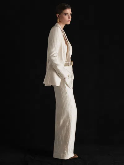 Atelier Satin Pinstripe Wide-leg Trousers In Multi