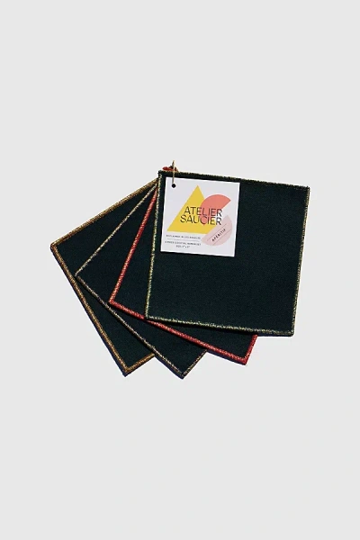 Atelier Saucier Cocktail Napkin Set In Tinsel At Urban Outfitters In Black