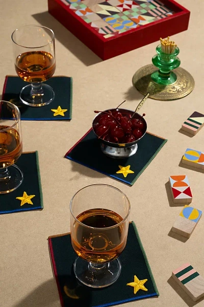 Atelier Saucier Cocktail Napkin Set In Varsity Green At Urban Outfitters