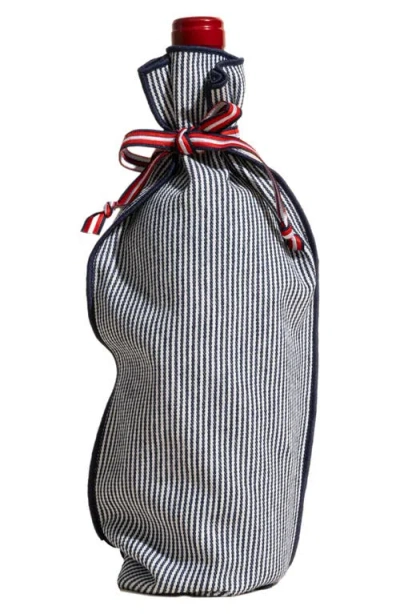 Atelier Saucier Indigo Stripe Bottle Bag In Navy