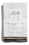 Atelier Saucier Mojave Burlap Napkin 4-piece Set In Cream
