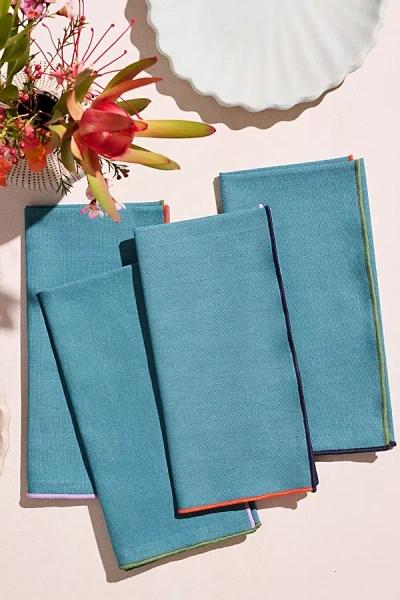 Atelier Saucier Napkin Set In Mermaid: Linen Blend At Urban Outfitters