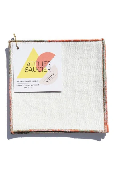 Atelier Saucier Santa Fe Cocktail Napkin 4-piece Set In Cream