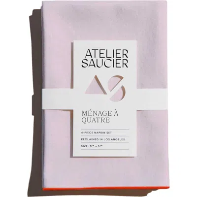 Atelier Saucier Ser Of 4 Recycled Napkins In Pink