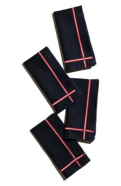 Atelier Saucier University Set Of 4 Napkins In Navy