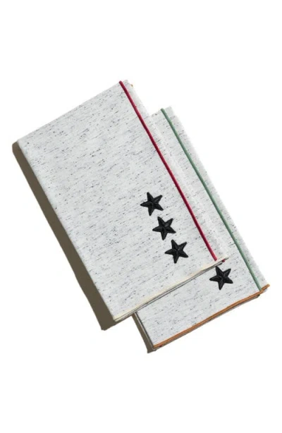 Atelier Saucier Varsity Set Of 2 Tea Towels In Gray