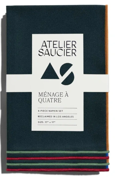 Atelier Saucier Varsity Set Of 4 Napkins In Green