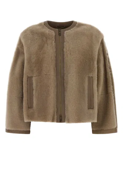 Atelier Beige Shearling Luana Jacket In Brown