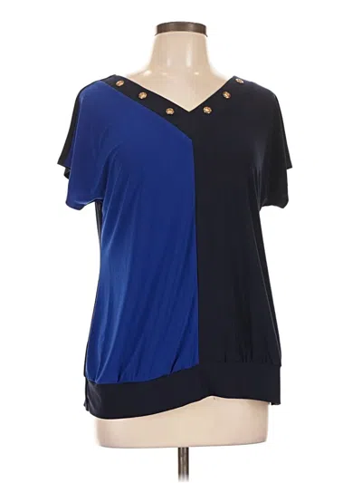 Pre-owned Atelier Short Sleeve Top Blue Color Block Pattern V-neck Tops
