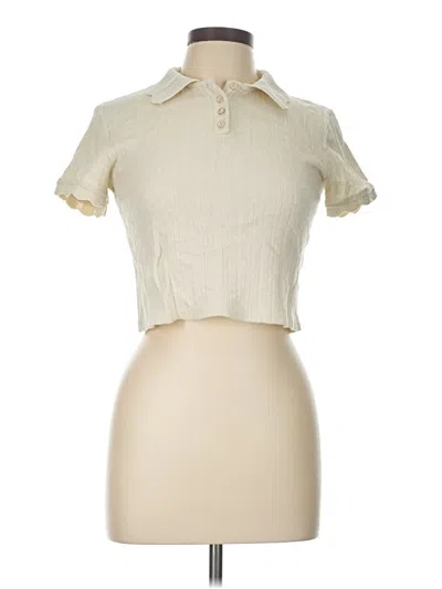 Pre-owned Atelier Short Sleeve Top Ivory Collared Neckline Tops