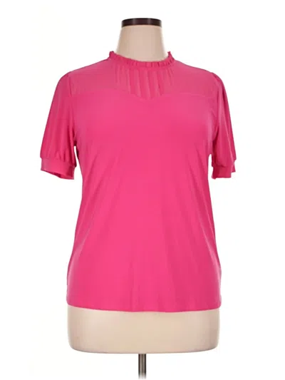 Pre-owned Atelier Short Sleeve Top Pink Mock Neckline Tops