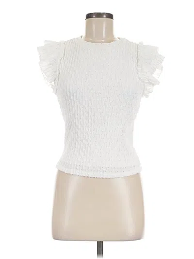 Pre-owned Atelier Short Sleeve Top White Ruffles Neckline Tops