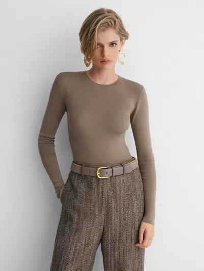 Atelier Silk-blend Jersey Long-sleeve Bodysuit In Gray