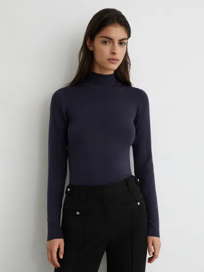 Atelier Silk-blend Mock-neck Top In Blue