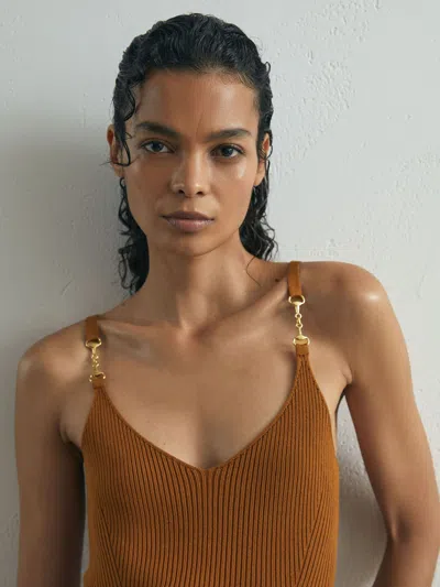 Atelier Silk-blend Rib-knit Cami In Brown