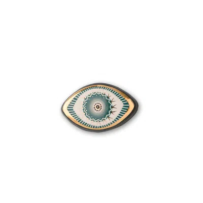 Atelier Simi Green / Gold Handmade Ceramic Evil Eye * The Eye - Mini / Wall Hanging
