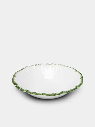 Atelier Soleil Combed Edge Hand-painted Ceramic Bowls (set Of 4) In White