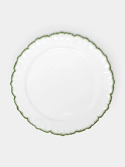 Atelier Soleil Combed Edge Hand-painted Ceramic Charger Plates (set Of 4)  Abask Gift Set In White