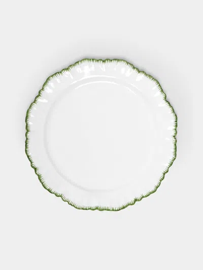 Atelier Soleil Combed Edge Hand-painted Ceramic Dinner Plates (set Of 4)  Abask Gift Set In Green