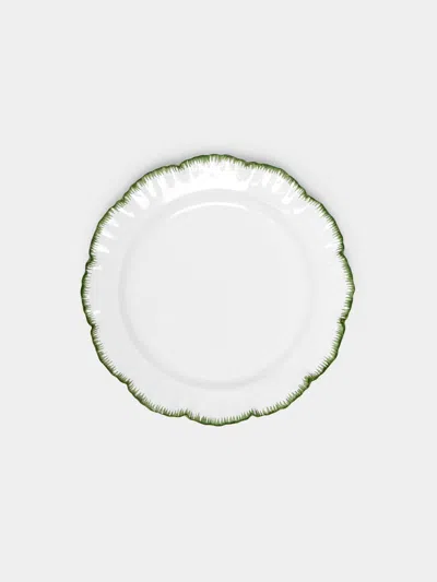 Atelier Soleil Combed Edge Hand-painted Ceramic Salad / Dessert Plates - 8in/21cm (set Of 4) In White